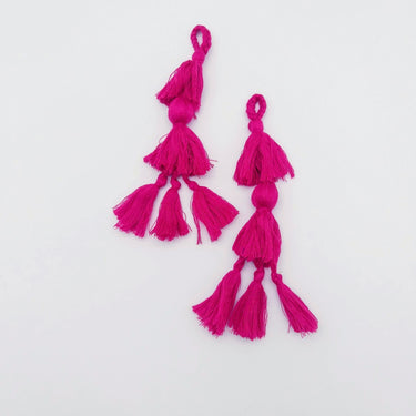 Dark Pink Tassels, Cotton Tassels, Bohemian